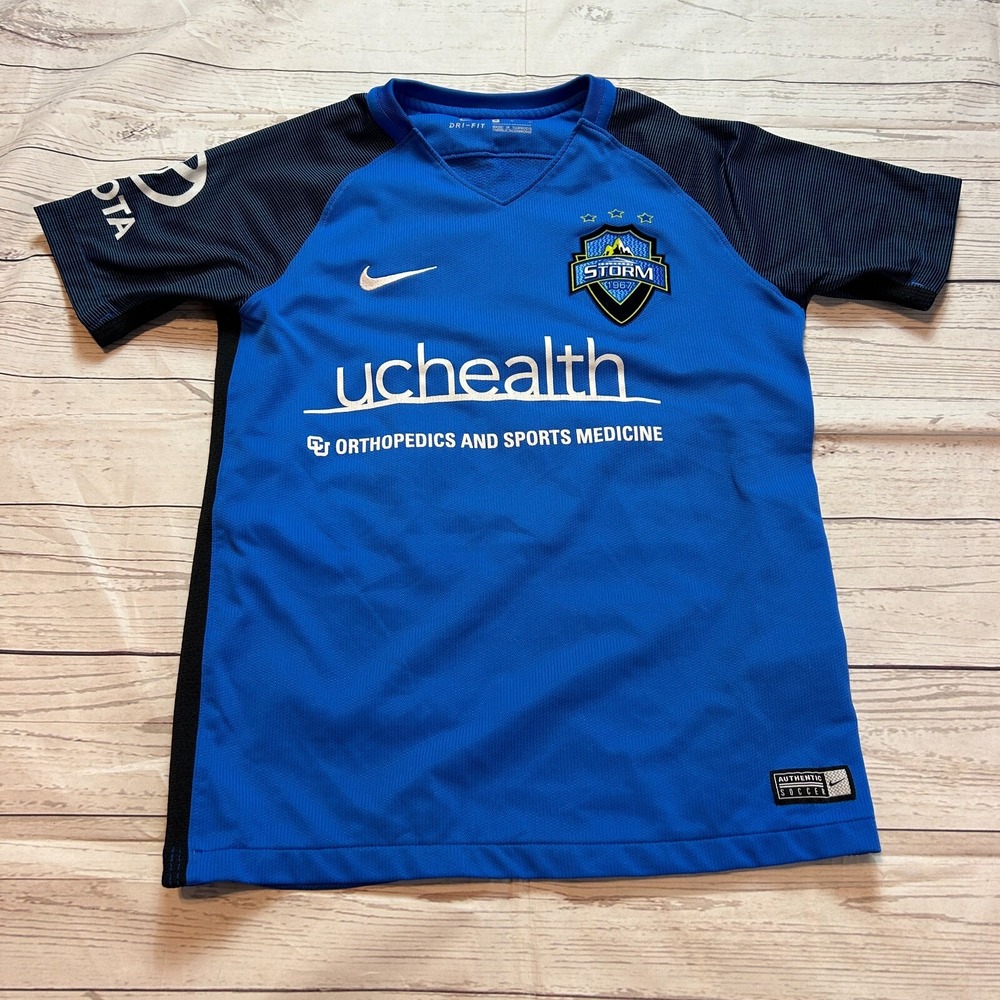 Nike Dri Fit‎ Storm Soccer Jersey Shirt UC Health #0 Blue Kid's Size Medium